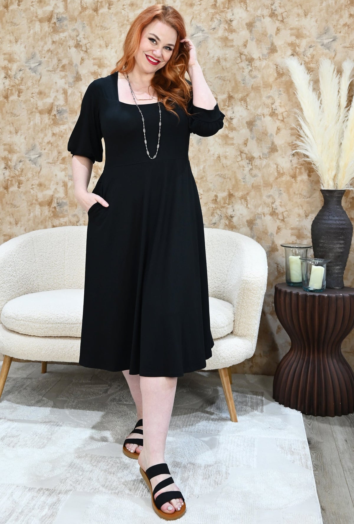 Willow Midi Dress - Black Sustainable Bamboo Knit