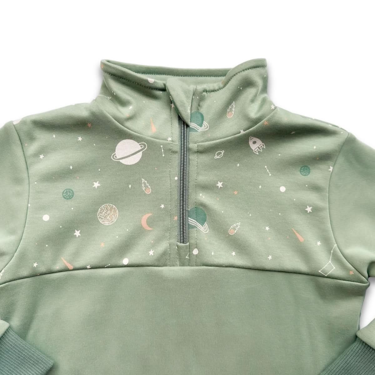 Youth Bamboo Fleece Half-Zip | Terracotta With Twilight Grove