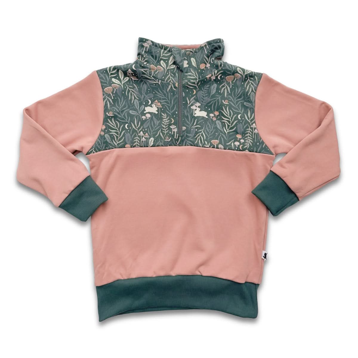 Youth Bamboo Fleece Half-Zip | Terracotta With Twilight Grove