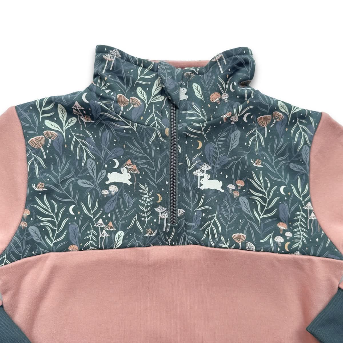 Youth Bamboo Fleece Half-Zip | Terracotta With Twilight Grove
