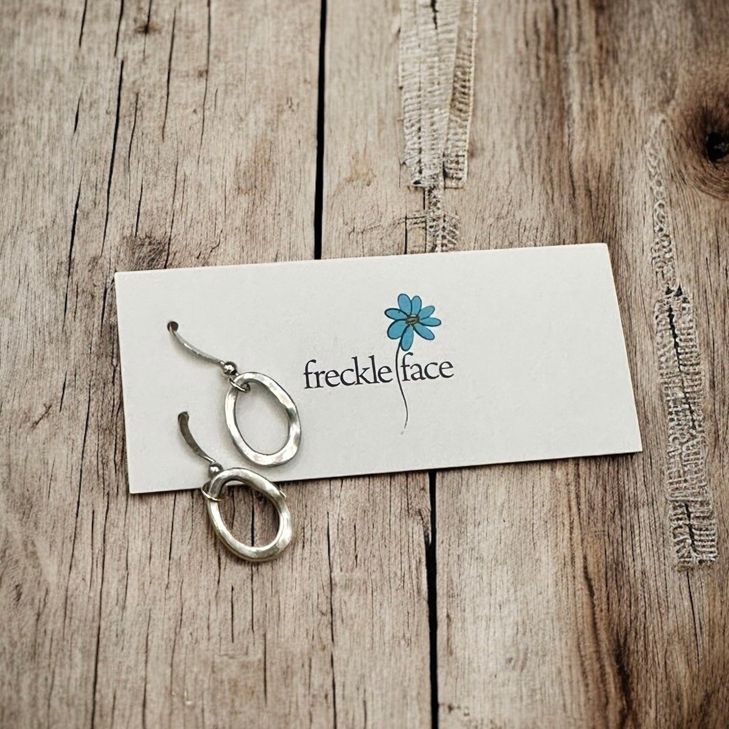 Wavy Hoop Drop Earrings – Matte Silver Asymmetrical Hoops, Hypoallergenic