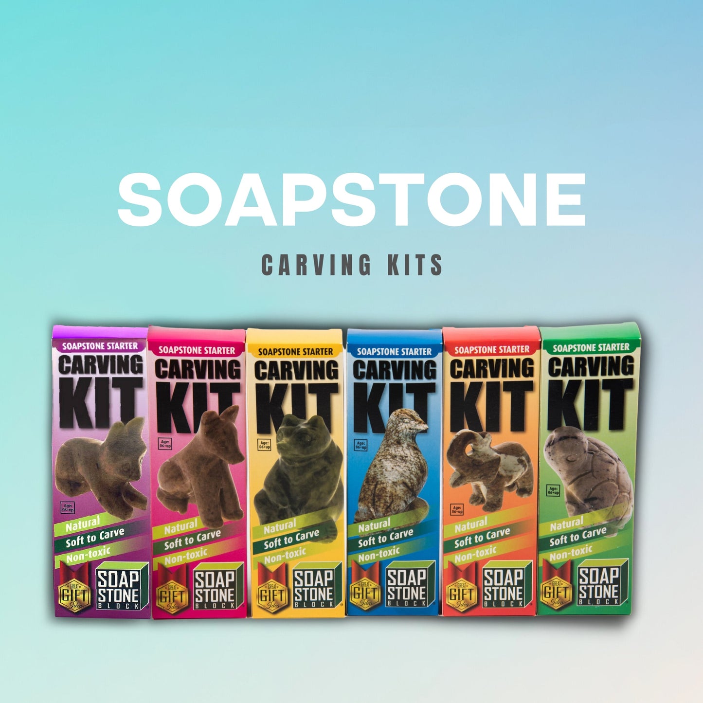 Soapstone Carving Kit - Make 3D Art 🦉🐢🐈 Choose Your Animal