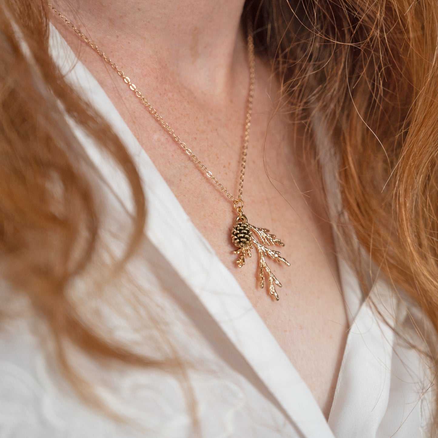 Juniper Branch & Pine Cone Necklace