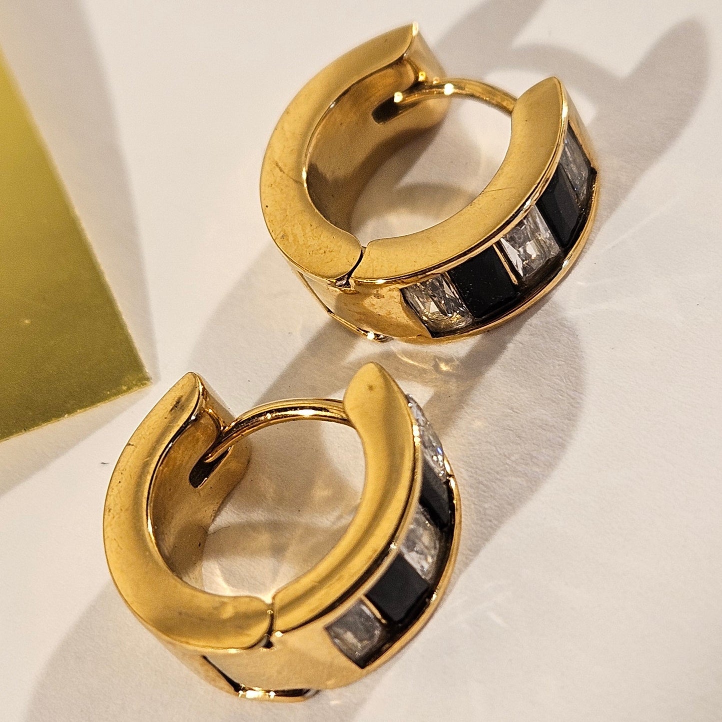 Retro Black & White Mini Hoop Earrings