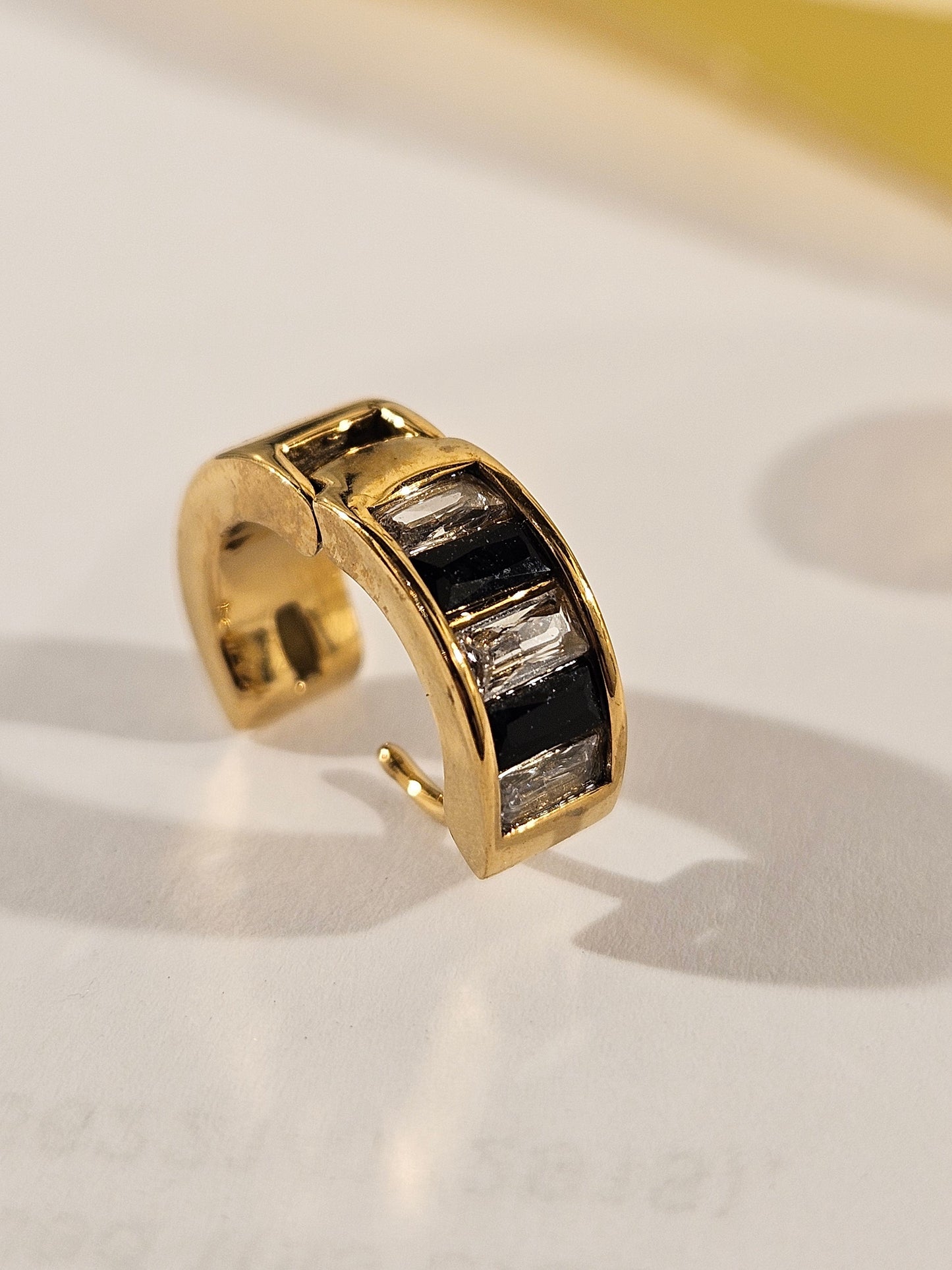 Retro Black & White Mini Hoop Earrings