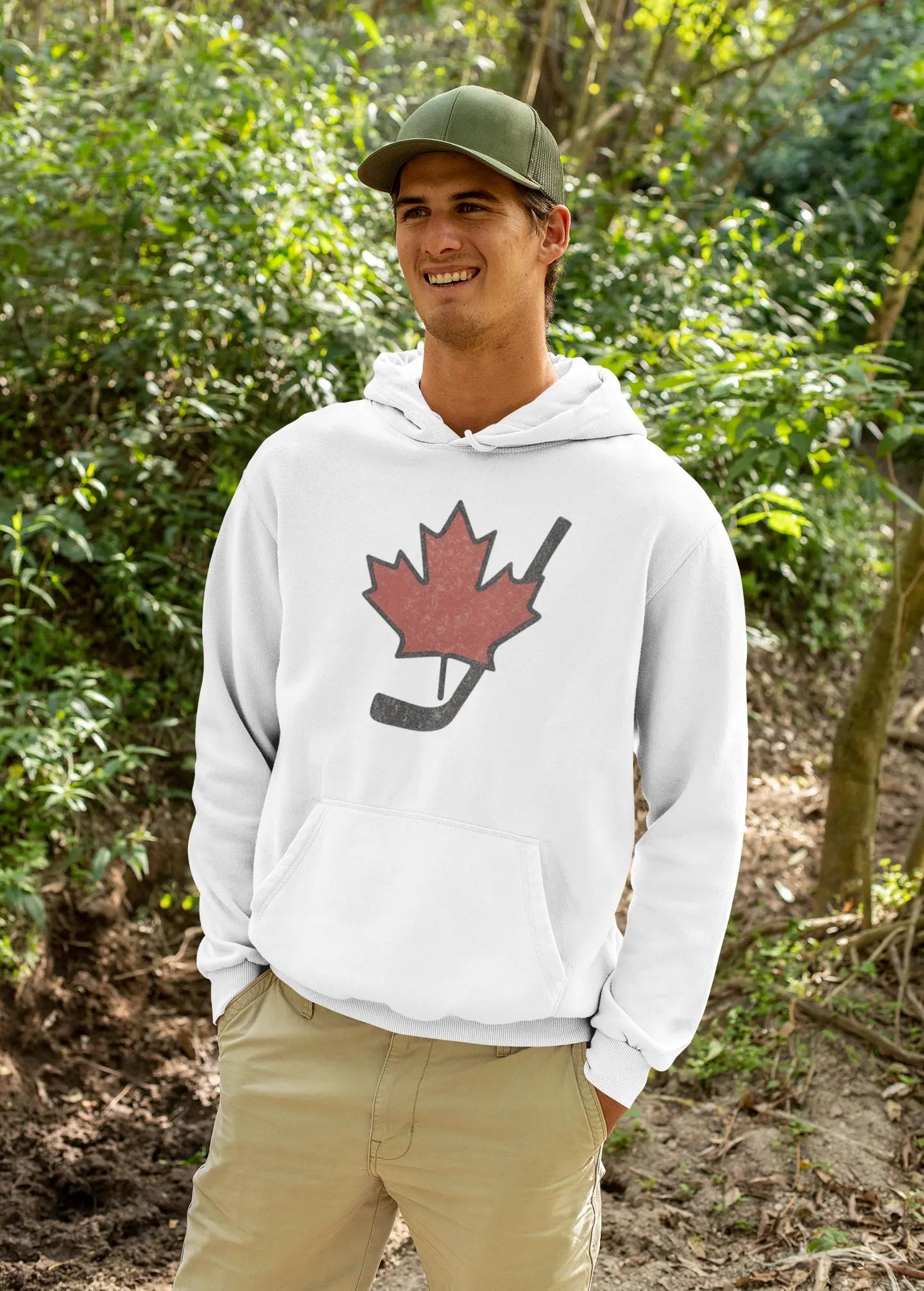 Vintage Maple Leaf Hockey Stick Hoodie - Canadian Hockey Pride