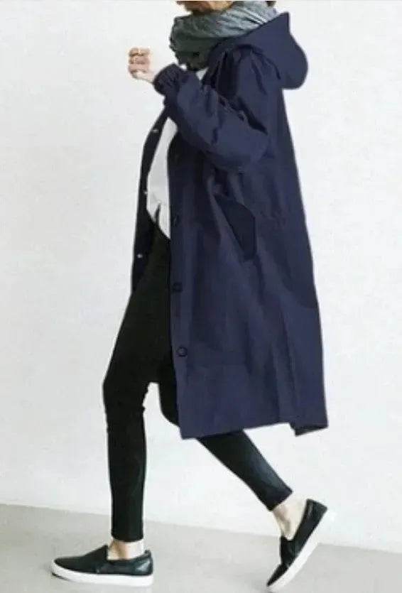 Women Casual Style Hoodie Windbreaker Mid-Length Jacket