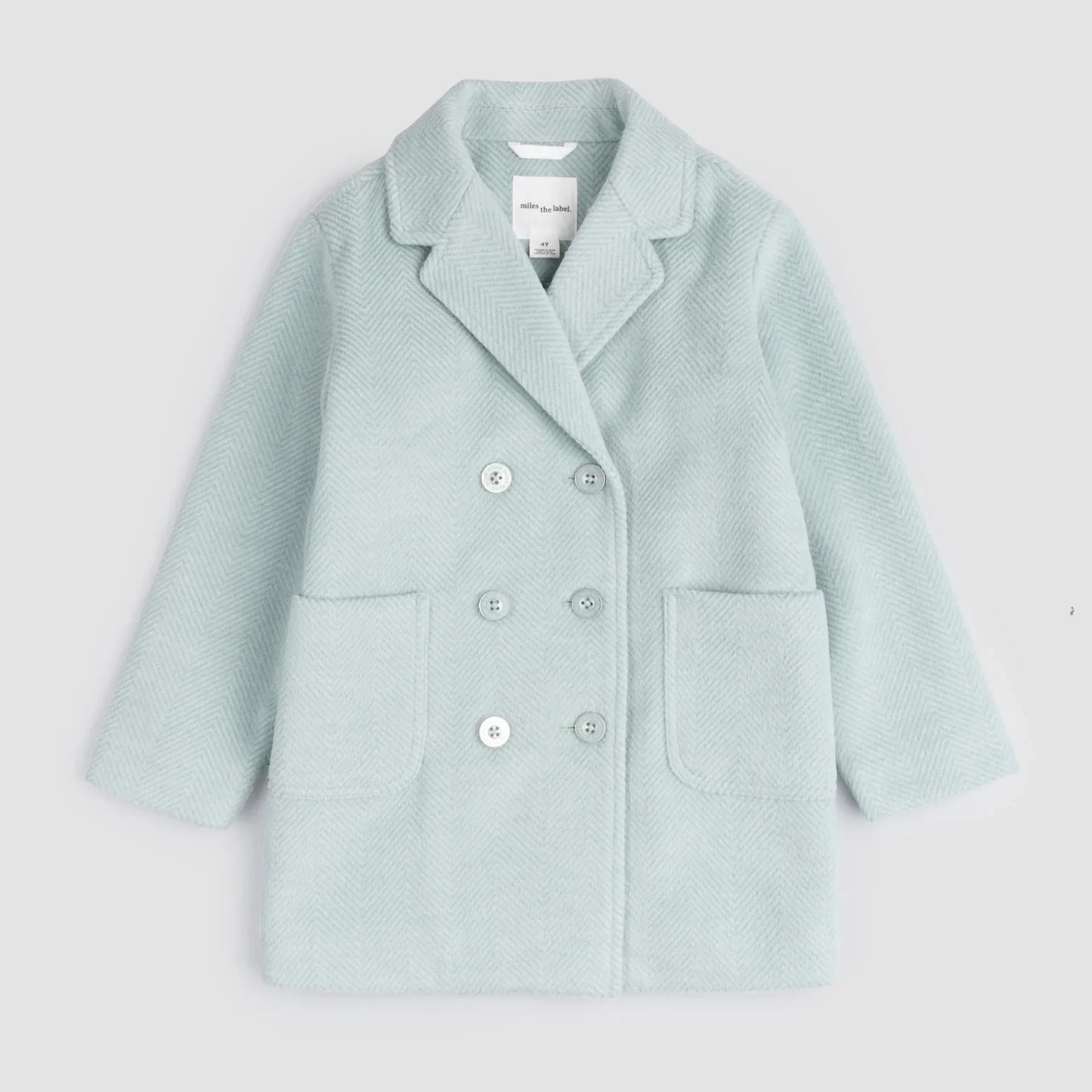 Cloud Blue Girl's Double-Breasted Coat | Miles The Label