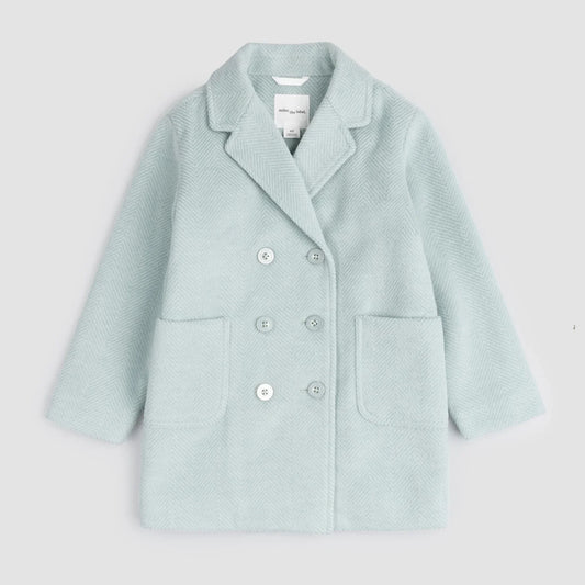 Cloud Blue Girl's Double-Breasted Coat | Miles The Label