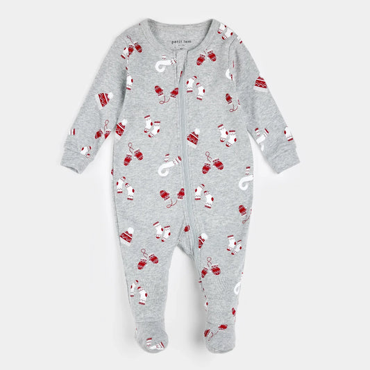 Mitts and Pieces Print on Heather Grey Sleeper | Petit Lem