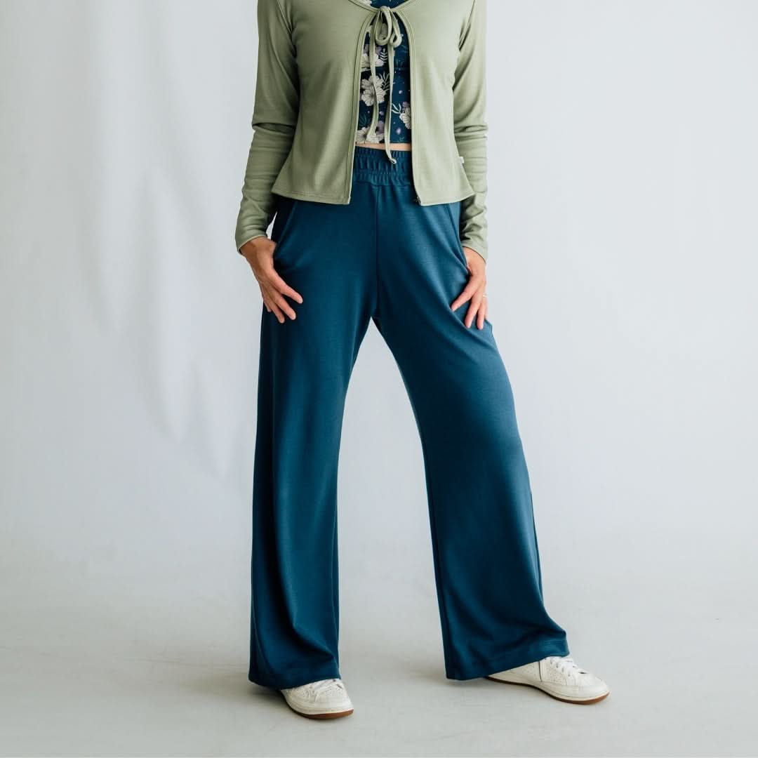 Ladies Bamboo Wide Leg Pants | Navy