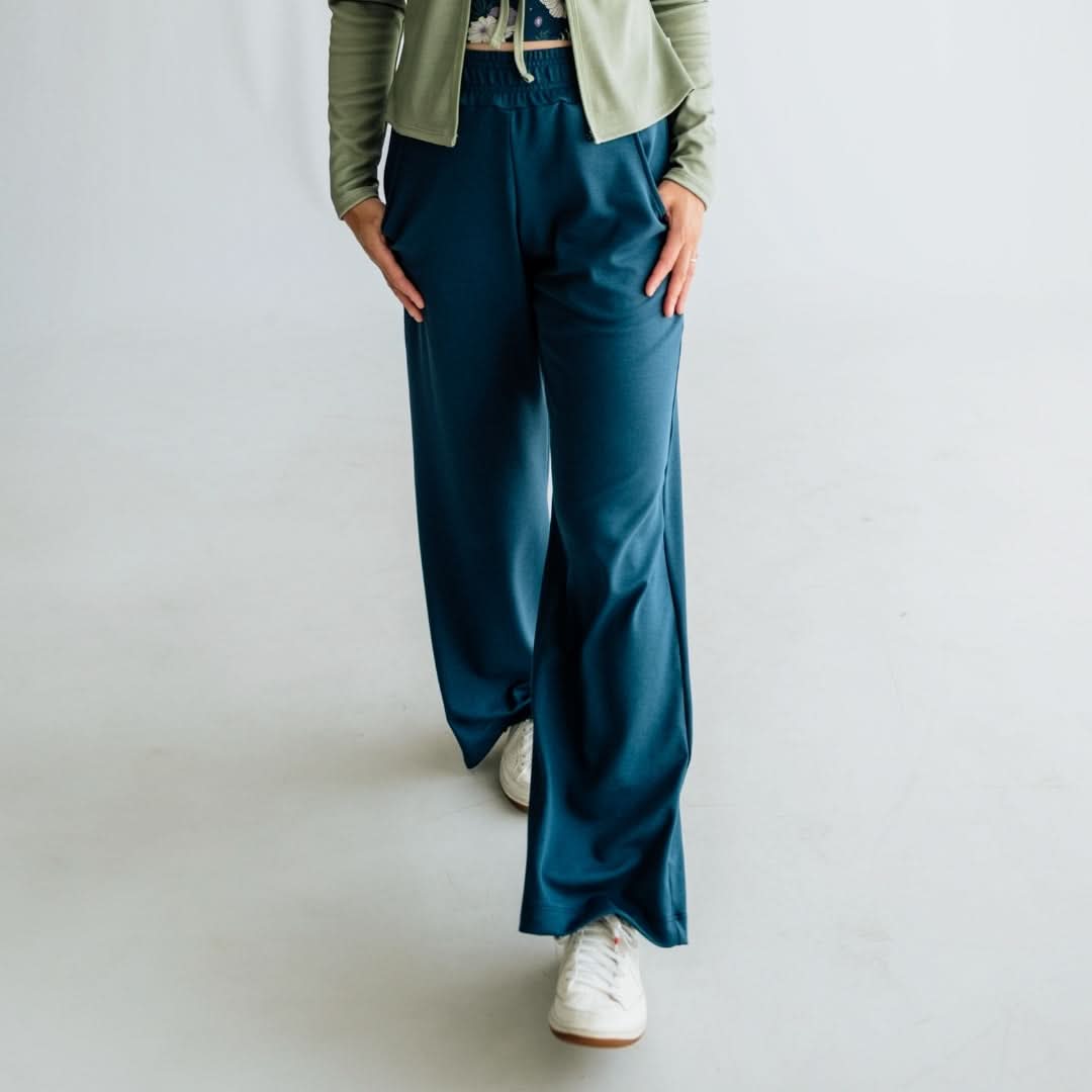 Ladies Bamboo Wide Leg Pants | Navy