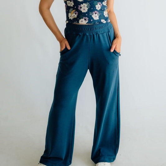 Ladies Bamboo Wide Leg Pants | Navy