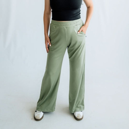 Ladies Bamboo Wide Leg Pants | Sage