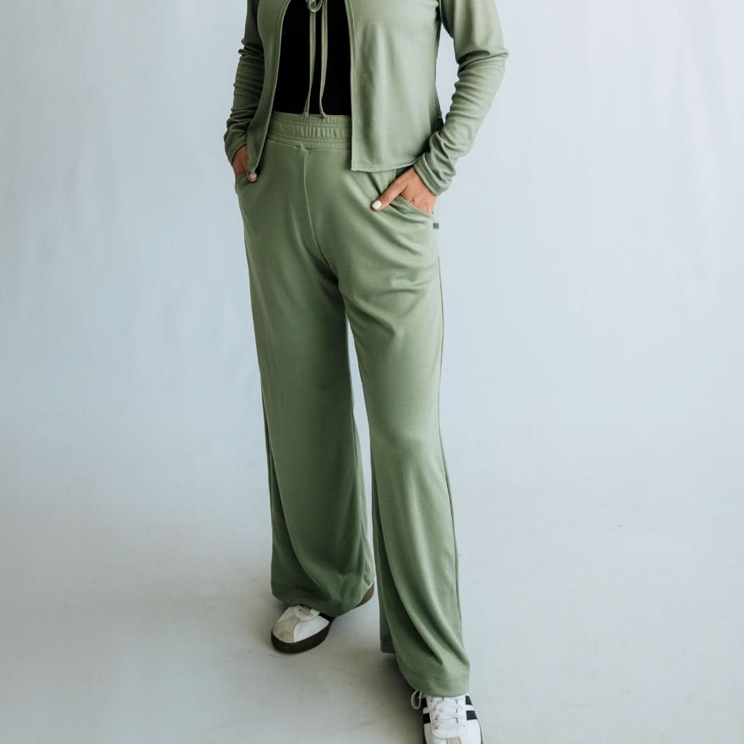 Ladies Bamboo Wide Leg Pants | Navy