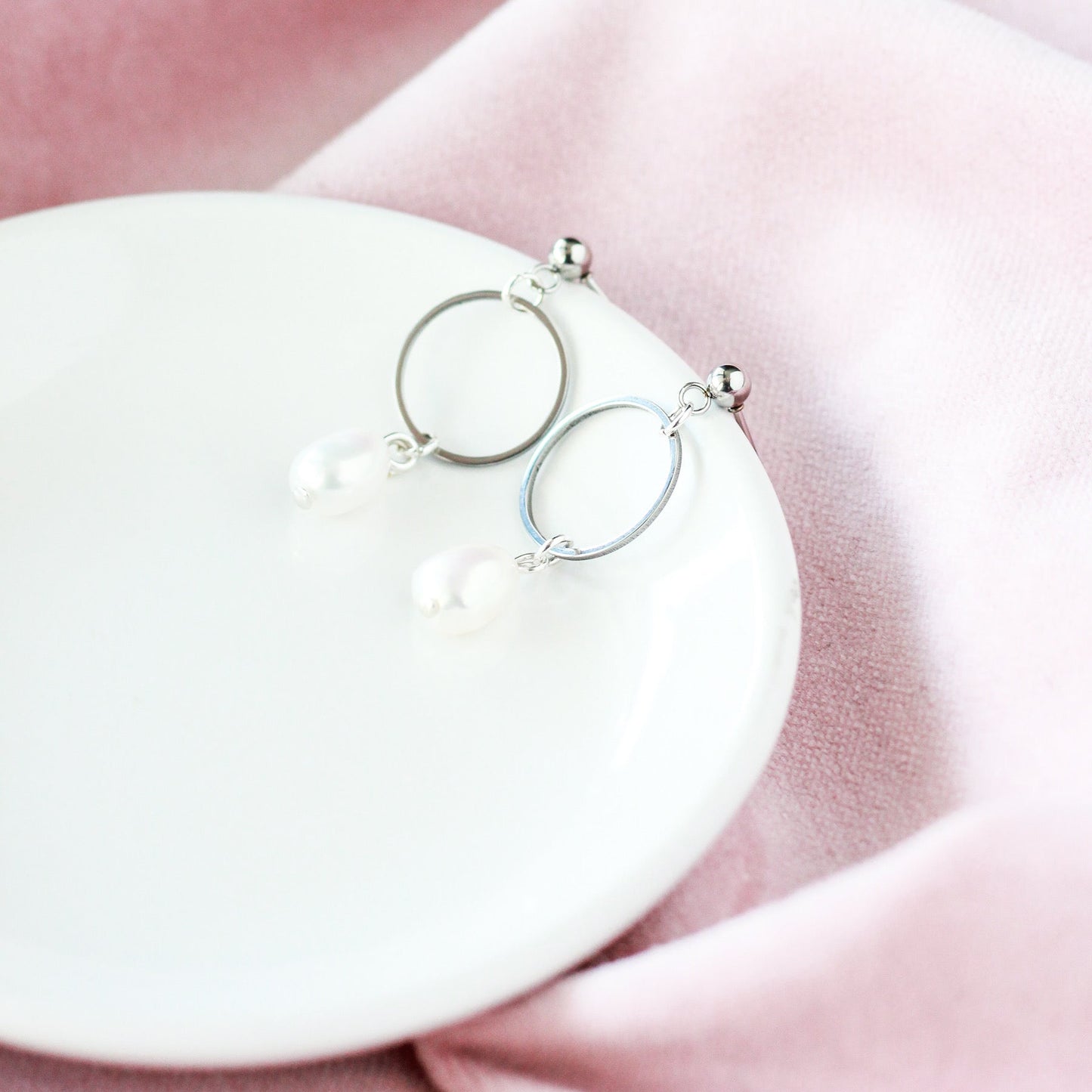 Organic Pearl Hoop Earrings