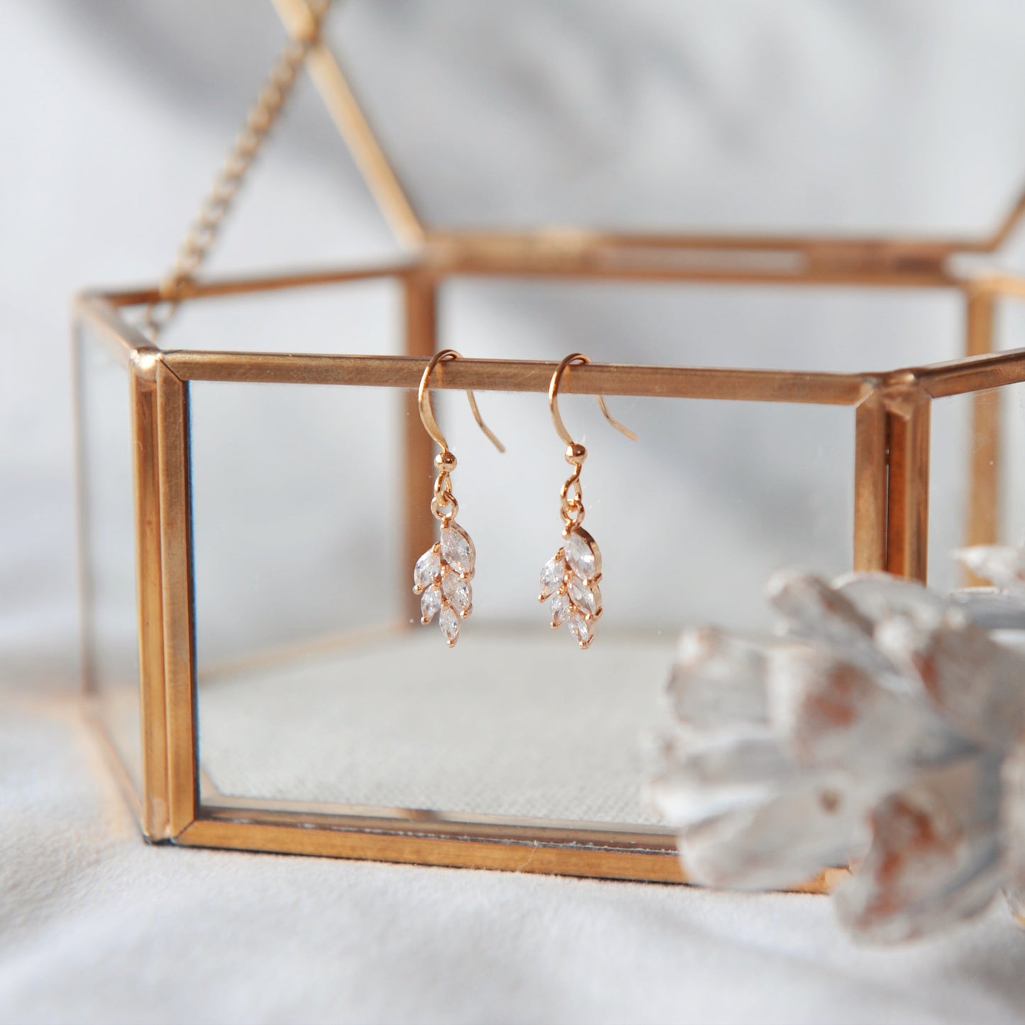 PAISLEY Petite crystal leaf earrings