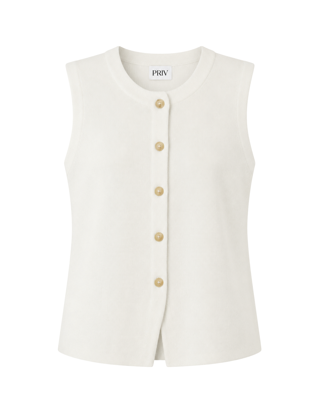Bezla - Button Front Sleeveless Knit Vest Top In Ivory
