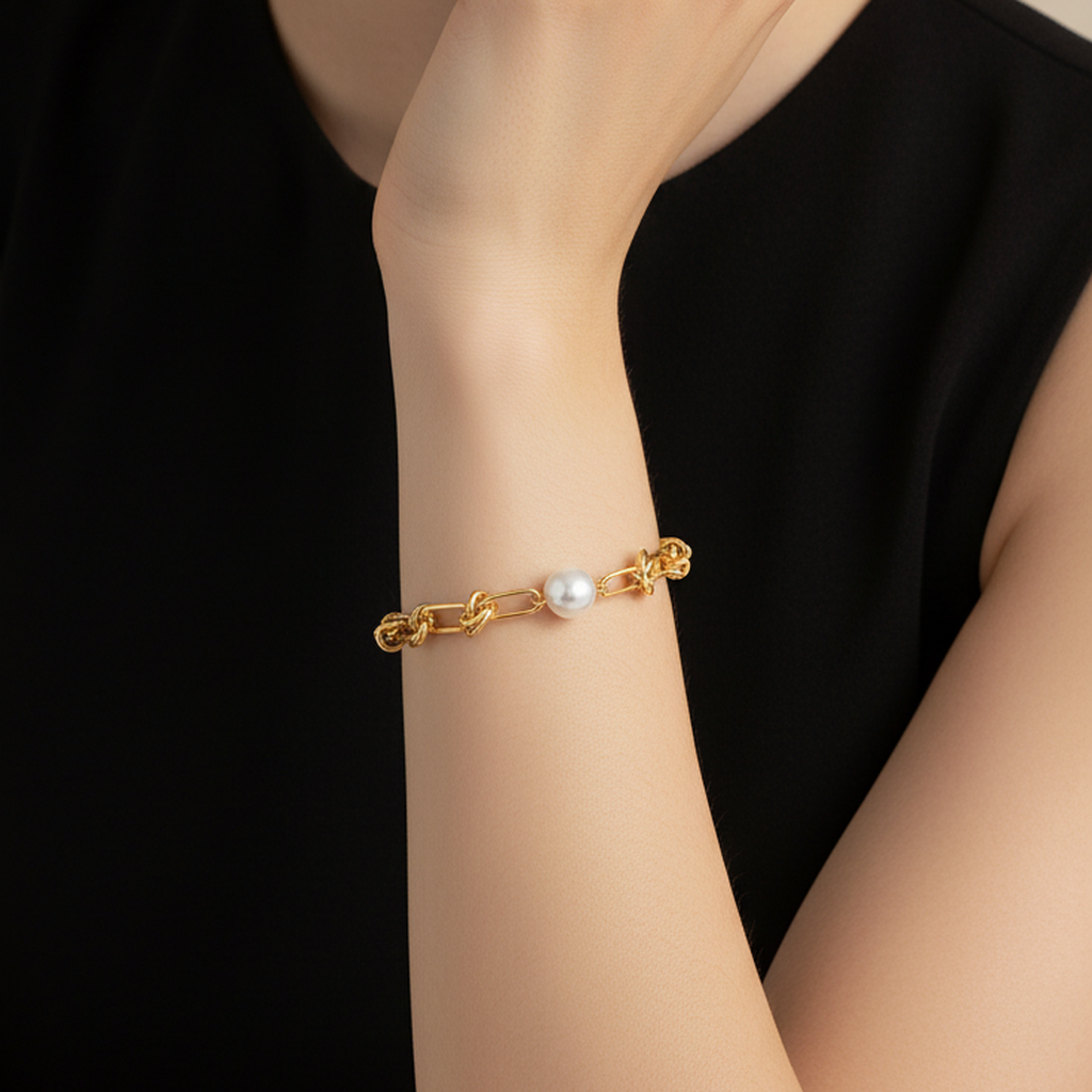 Knotty Pearl Charm Bracelet