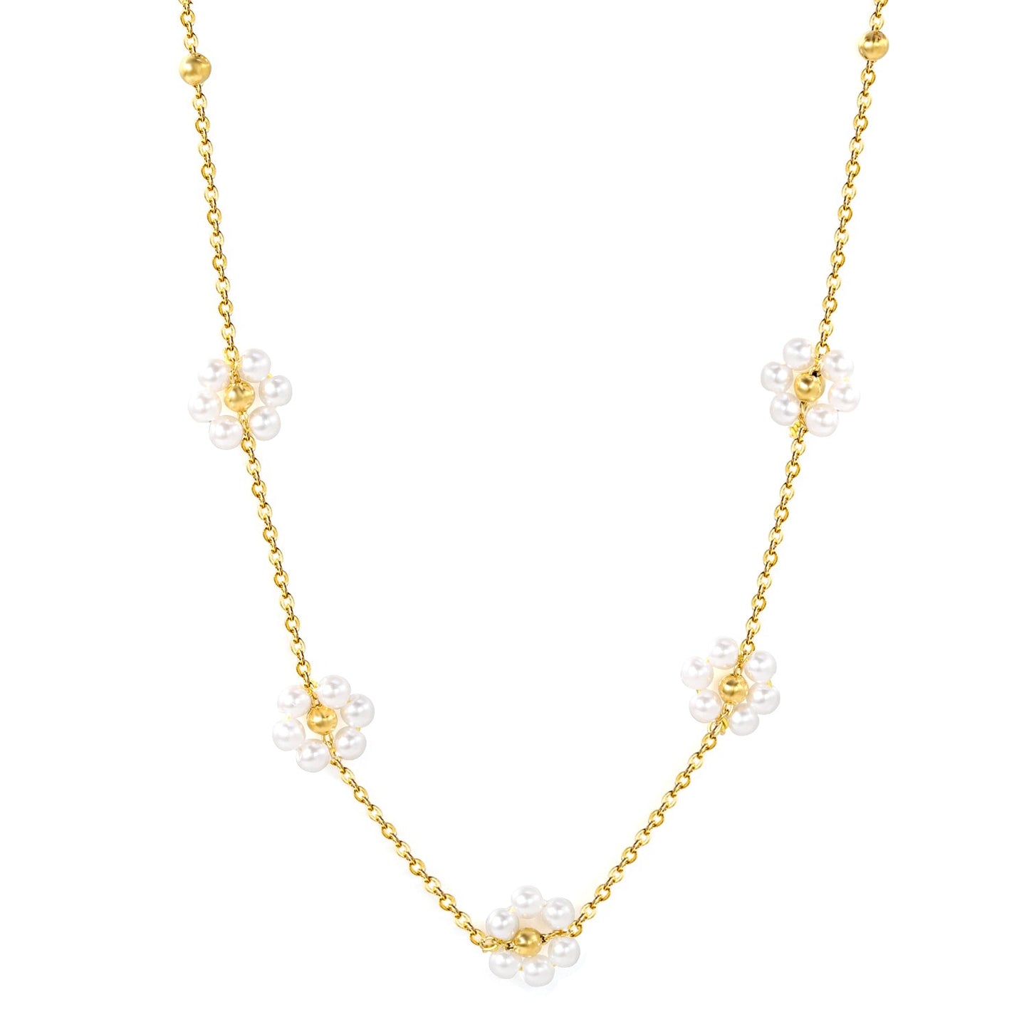 Floral Pearl Pendant Necklace