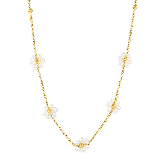 Floral Pearl Pendant Necklace