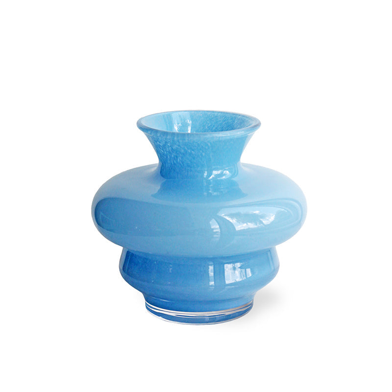 Curve Mini Glass Vase - Hand-Blown Light Blue Design