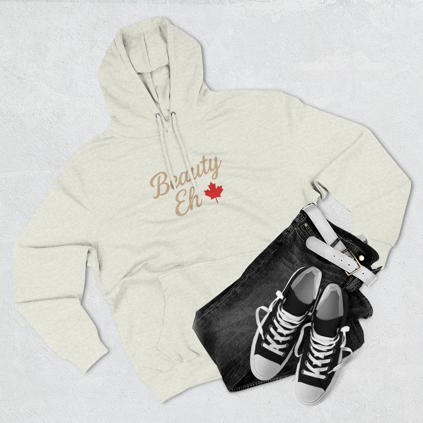 Beauty Eh Canadian Hoodie - Maple Leaf Pride Pullover Sweatshirt - Cozy Fleece Lined Hooded Sweatshirt