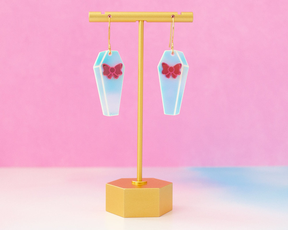 Cute Coffin Holographic Acrylic Halloween Earrings