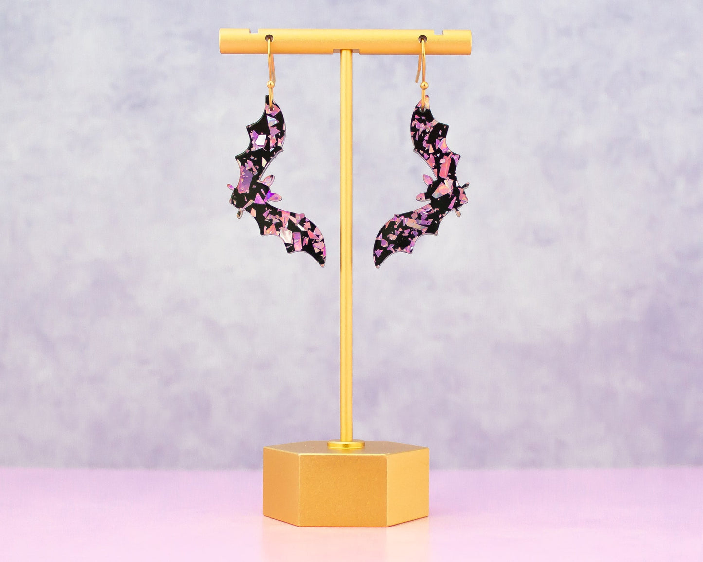 Purple & Black Bat Earrings