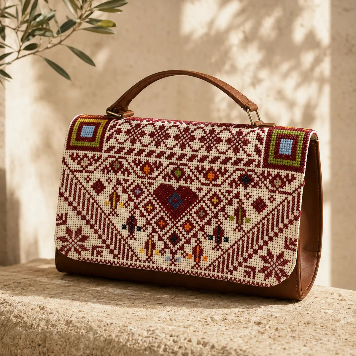Handmade Palestinian Heart Tatreez Women's Bag – Crossbody Purse