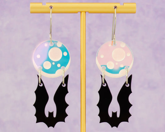 Bat & Moon Holographic Earrings