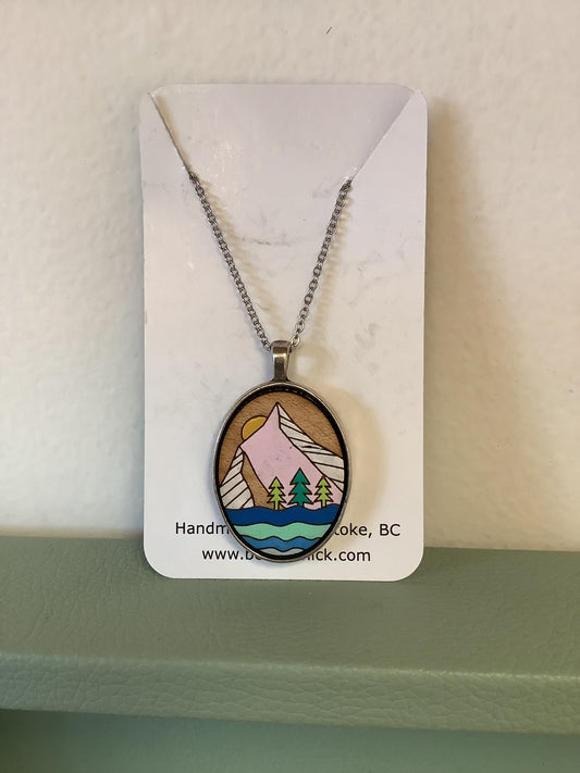 Sick Chick Sunrise Mountain Scene Necklace #14