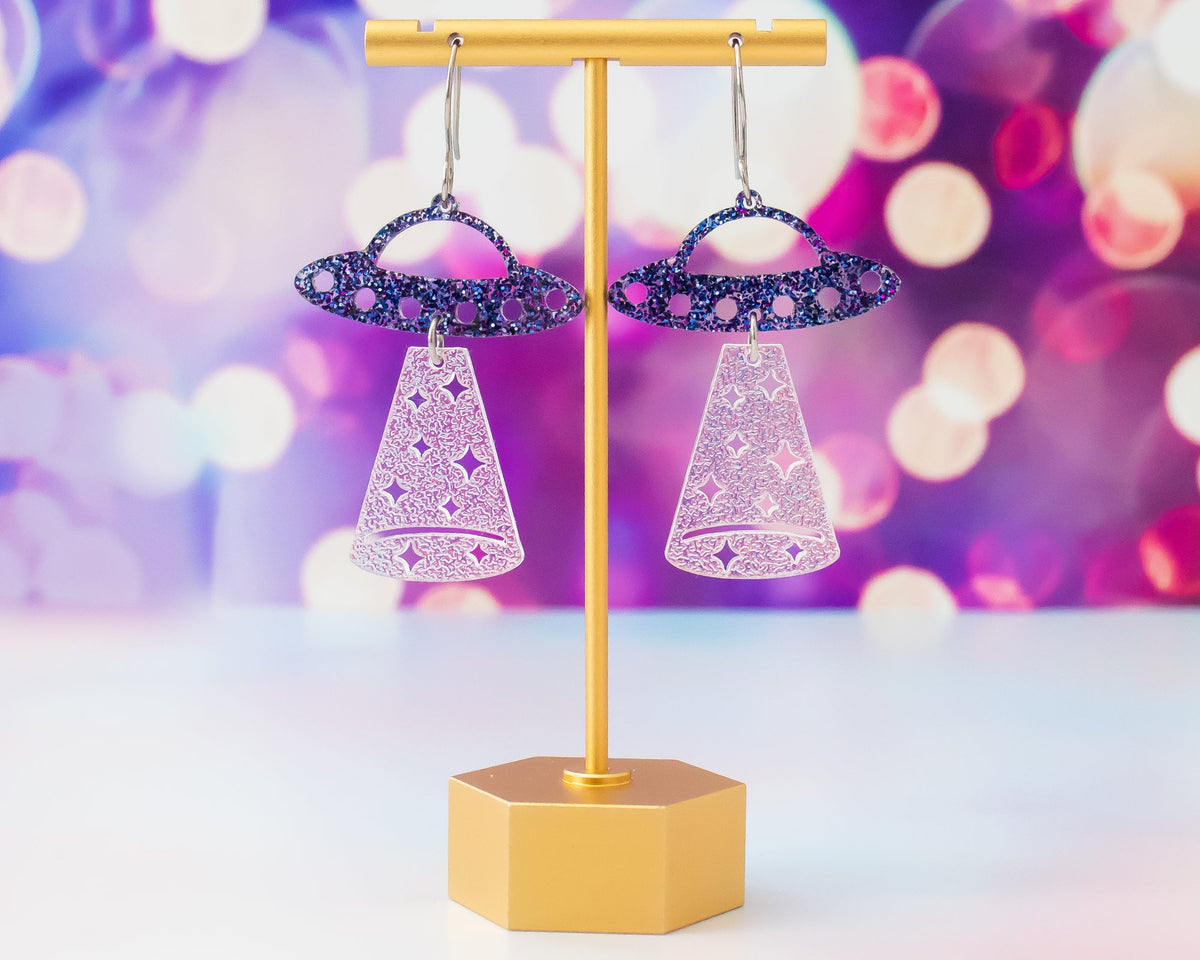 Holographic UFO Earrings