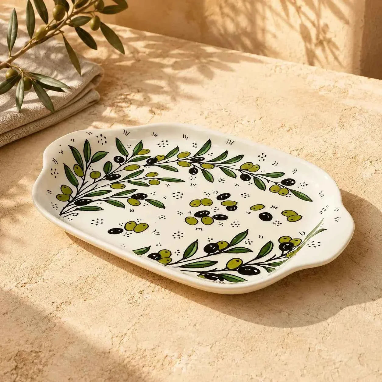 Handmade Ceramic Serving Plate - Elegant Palestinian Kitchen Tableware