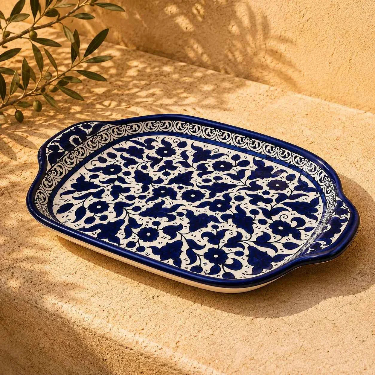 Handmade Ceramic Serving Plate - Elegant Palestinian Kitchen Tableware