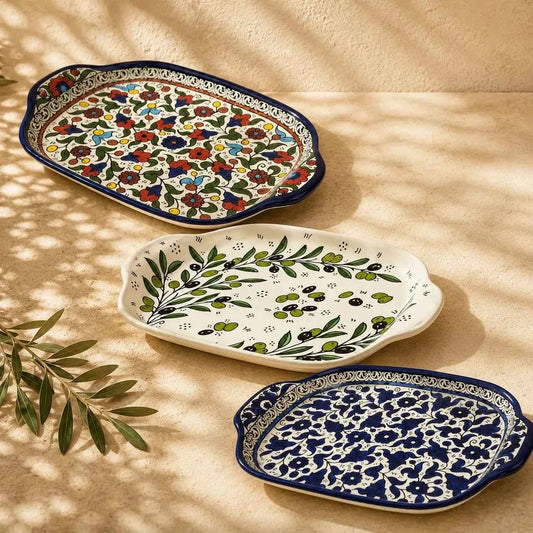 Handmade Ceramic Serving Plate - Elegant Palestinian Kitchen Tableware