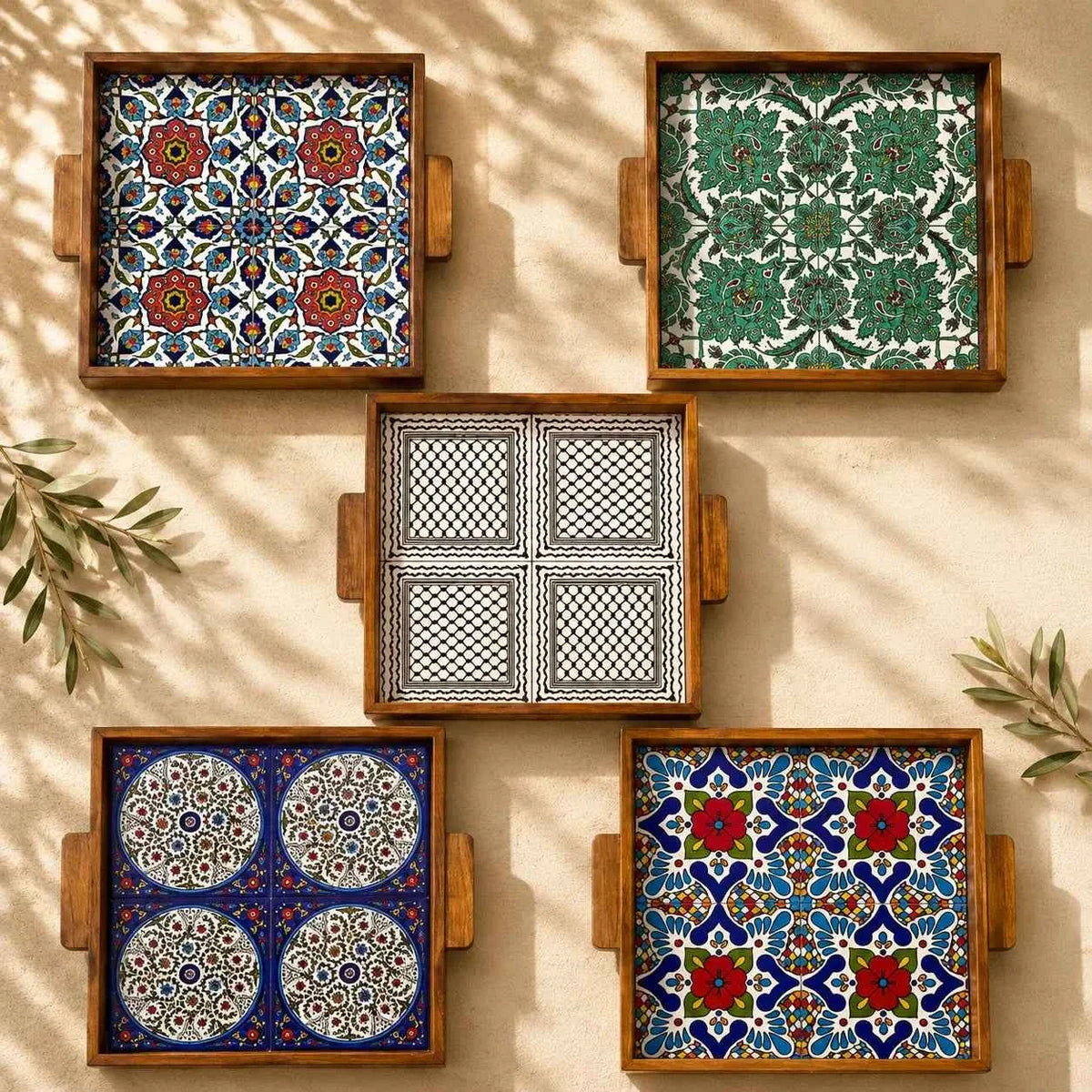 Palestinian Handmade Ceramic Tray - Elegant Serving Tray & Decorative Platter