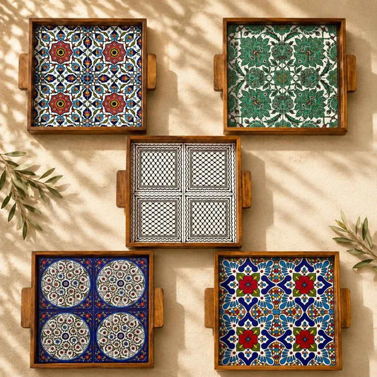 Palestinian Handmade Ceramic Tray - Elegant Serving Tray & Decorative Platter
