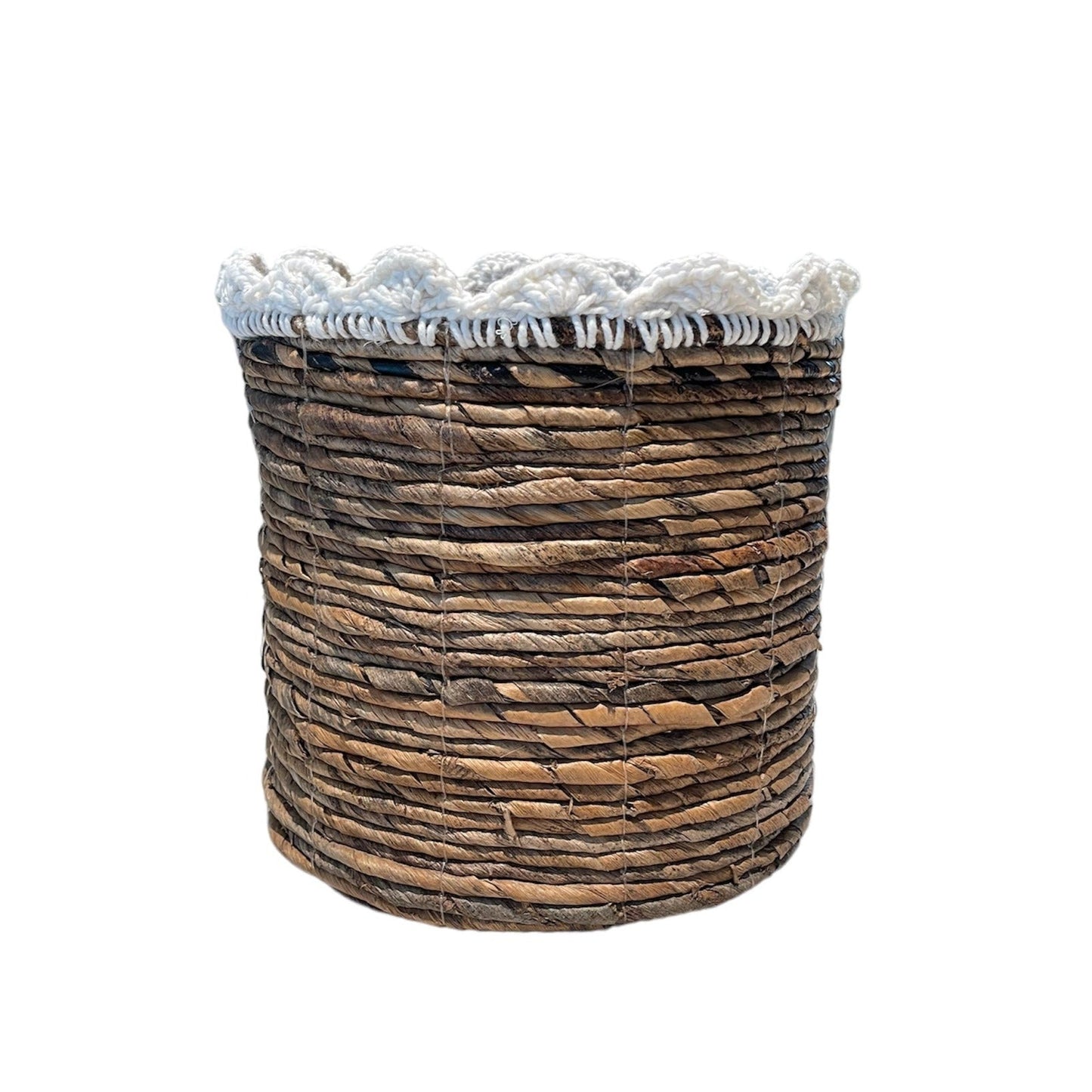 Banana Leaf & Macrame Ruffle Planter Basket