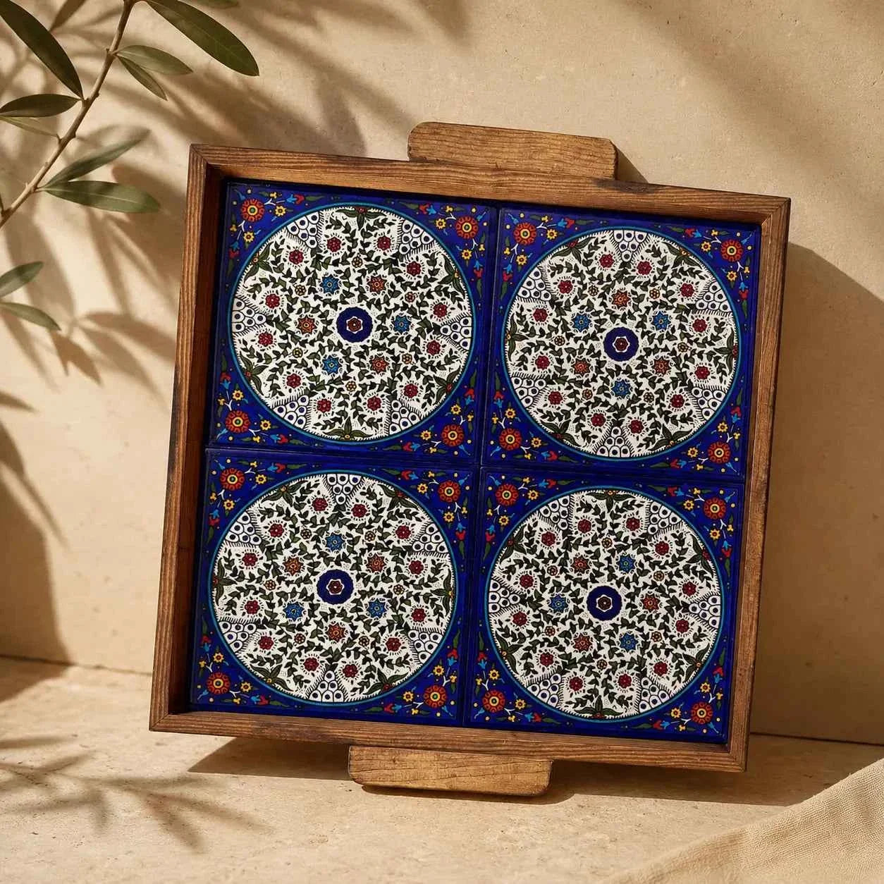 Palestinian Handmade Ceramic Tray - Elegant Serving Tray & Decorative Platter