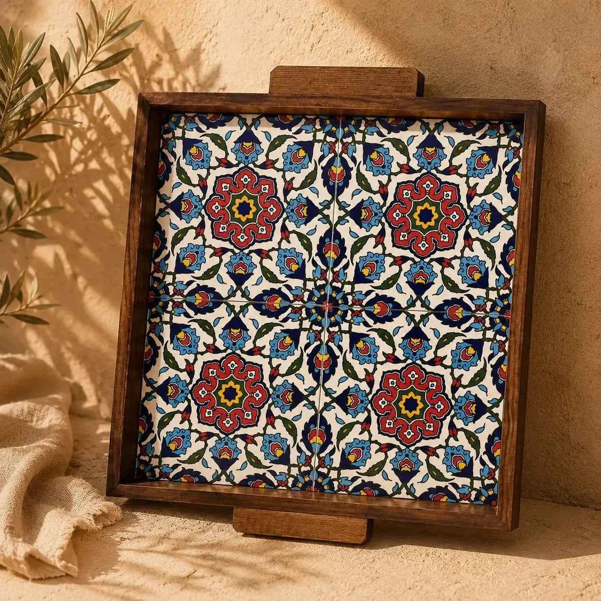 Palestinian Handmade Ceramic Tray - Elegant Serving Tray & Decorative Platter