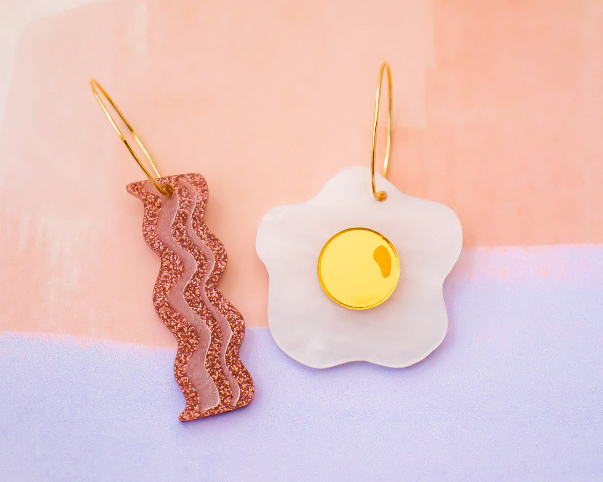 Bacon & Eggs Hoop Earrings