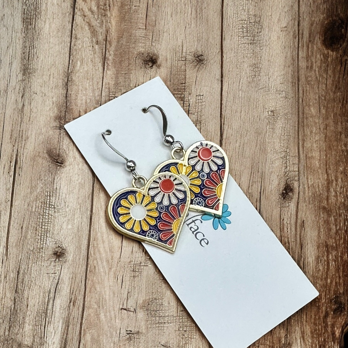 Retro Flower Power Earrings – Colorful Enamel Dangles