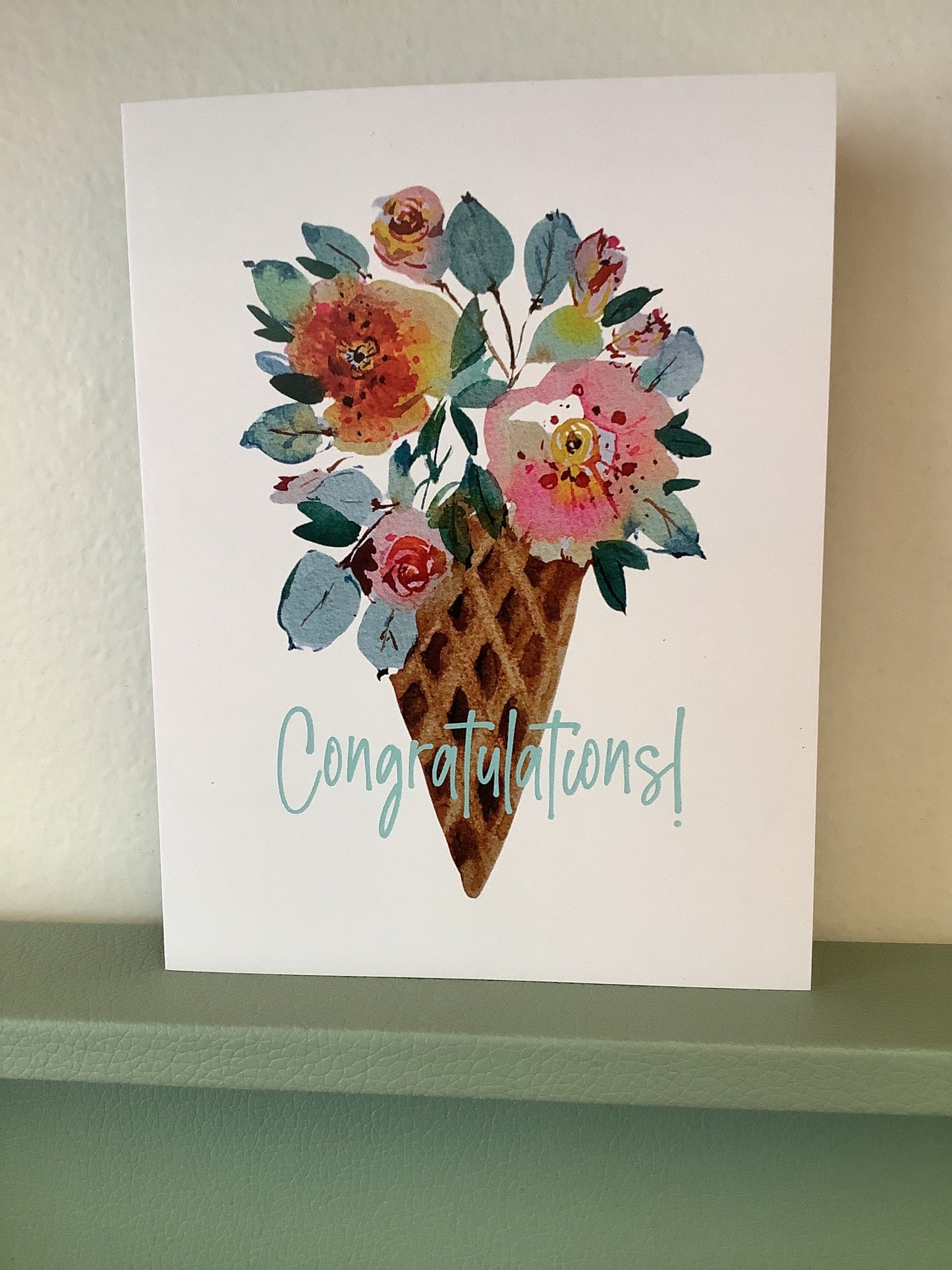 Congratulations Flower Cone Printed Card