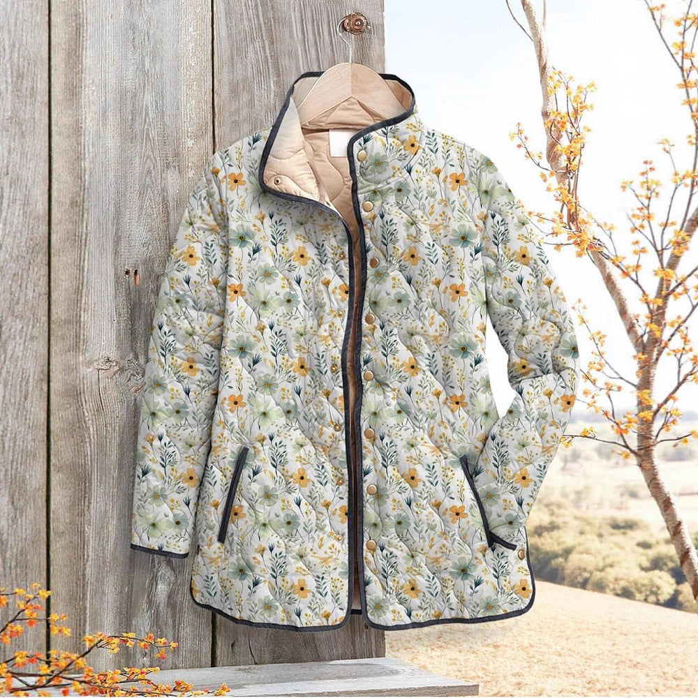 Women's Floral Digital-Printed Padded Cotton Jacket