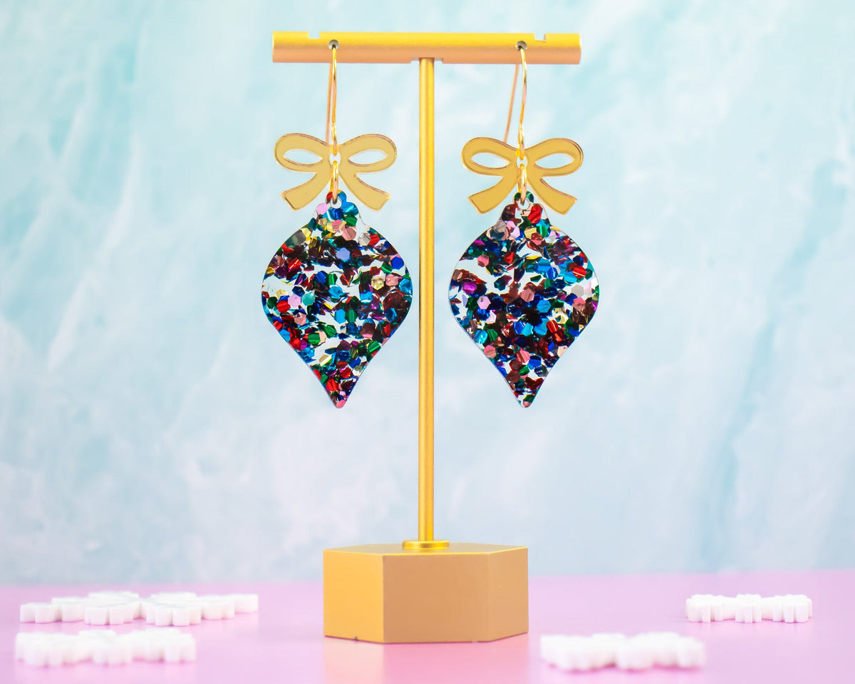 Confetti Glitter Christmas Ornament Earrings
