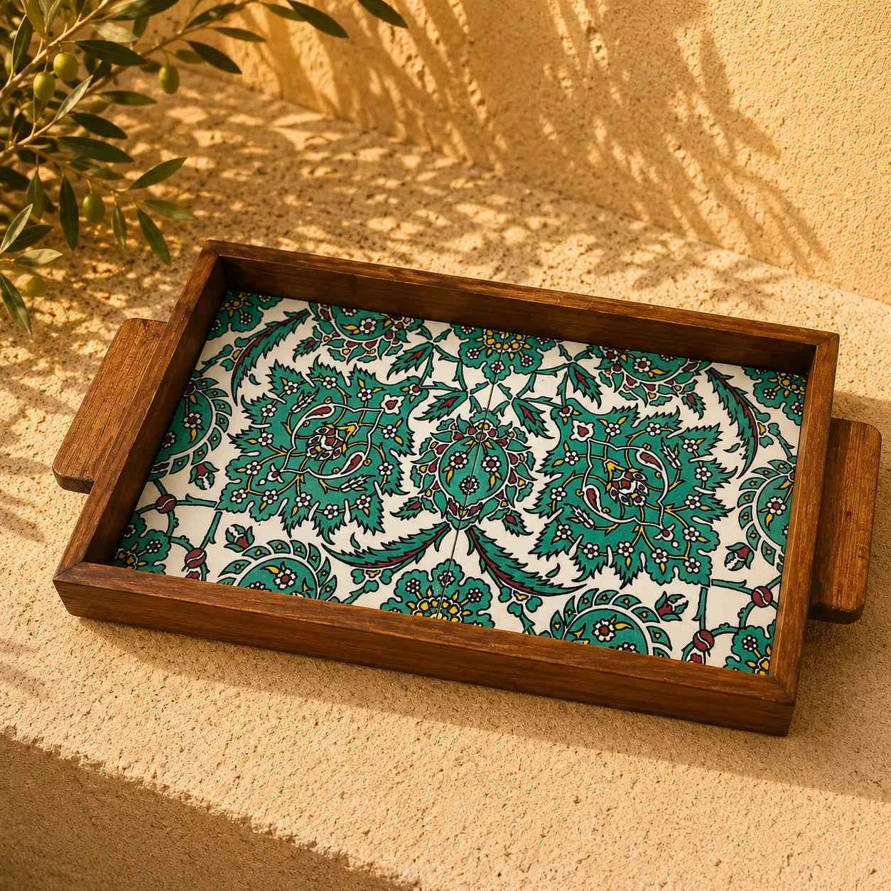 Enhance Your Home with a Handmade Palestinian Ceramic Tray – Rectangular 15×30×3 cm