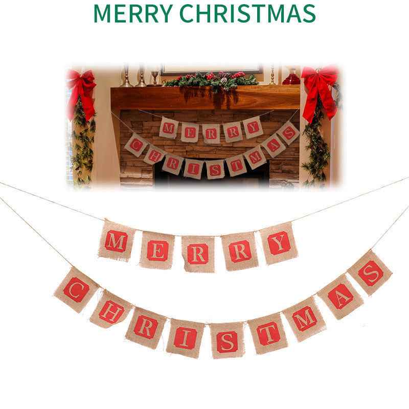 Merry Christmas Burlap Banner Garland