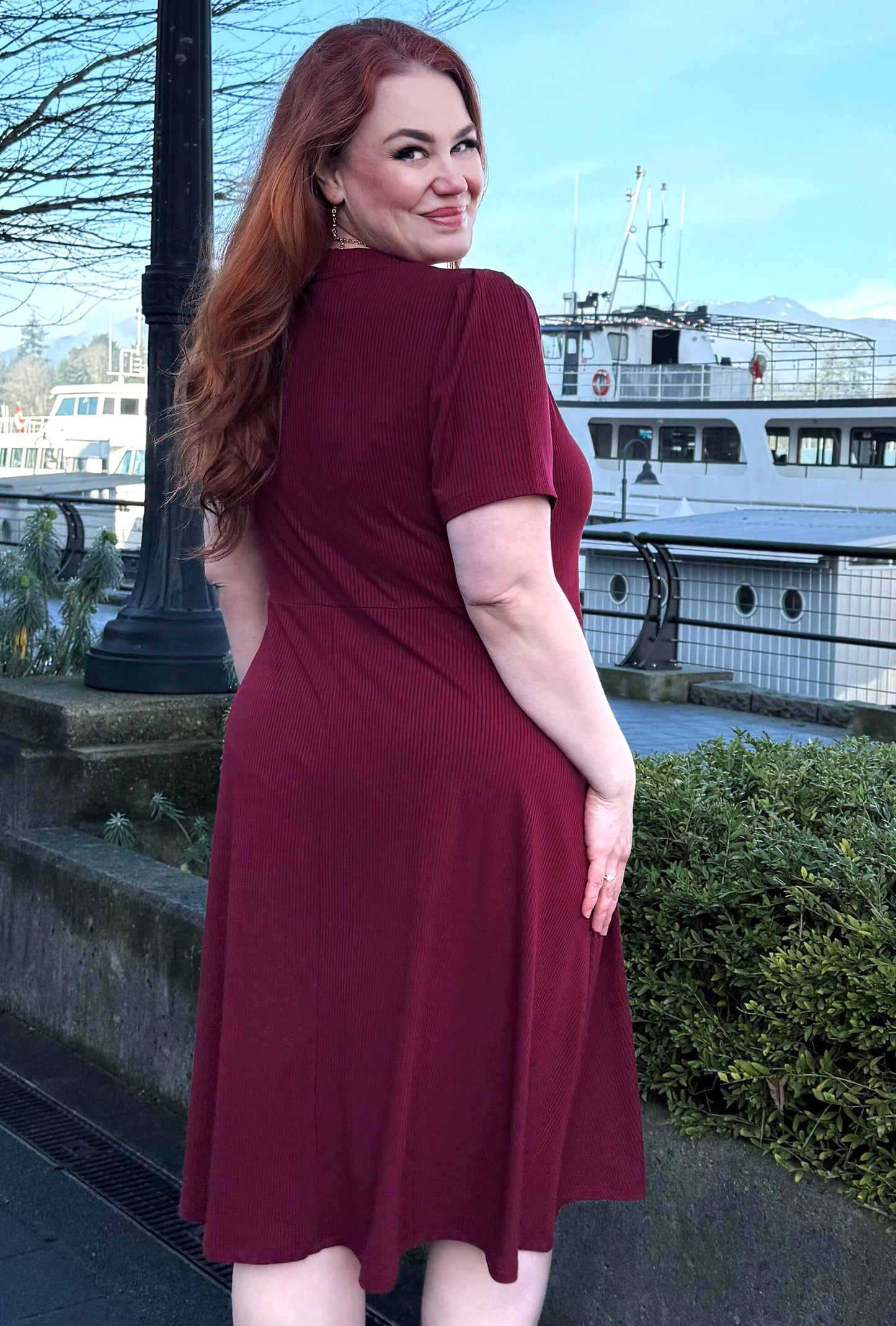 Thistle Midi Dress - Burgundy Rib Knit Bamboo