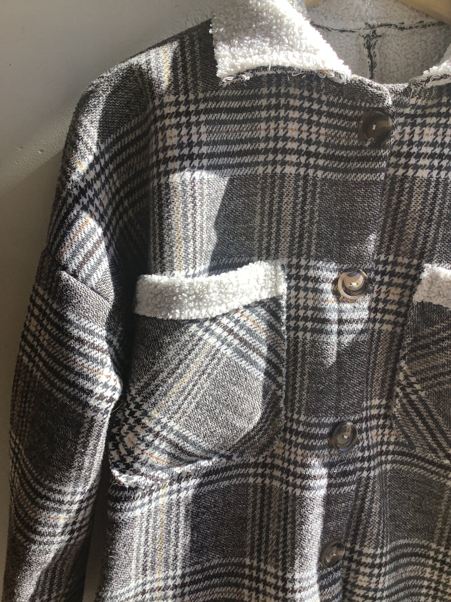 Vintage Plaid Sherpa-Lined Shacket
